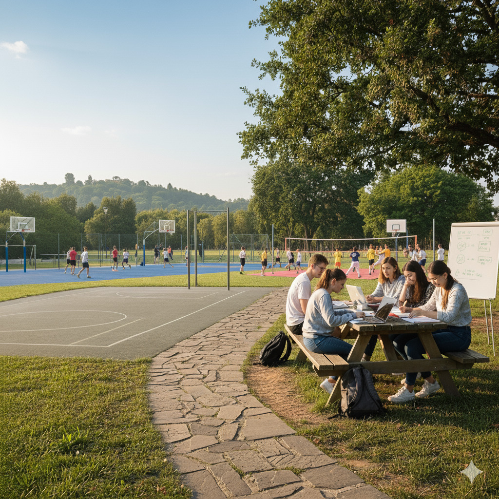 Studenti che frequentano il Liceo Alfa, liceo scientifico sportivo